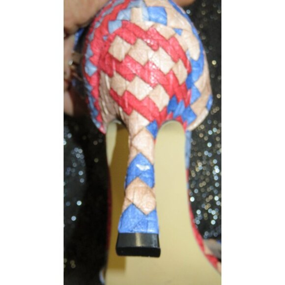 JUSTFAB Braided Vegan Leather Ankle Strap Stiletto Heeled Sandals size 38 US 8 - Picture 8 of 12